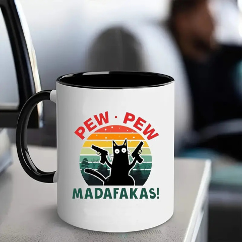 Kubek z kotem PEW PEW Madafakas! Kubek z kotem PEW PEW Madafakas!