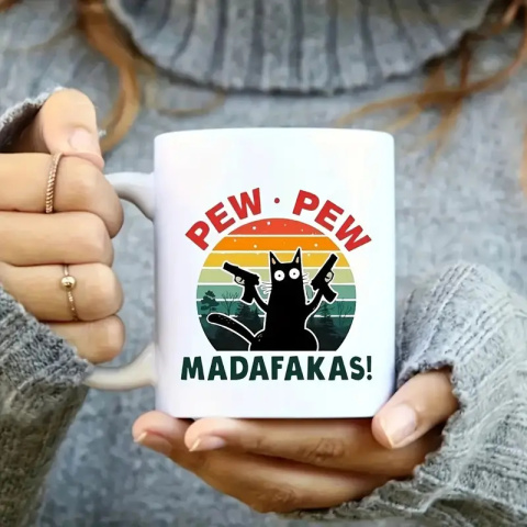 Kubek z kotem PEW PEW Madafakas! Kubek z kotem PEW PEW Madafakas!