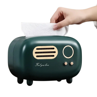 Retro Radio - Pudełko na chusteczki, ciemnozielone