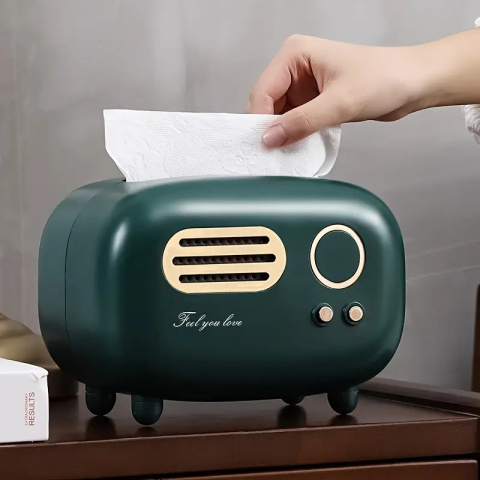 Retro Radio - Pudełko na chusteczki, ciemnozielone Retro Radio - Pudełko na chusteczki, ciemnozielone